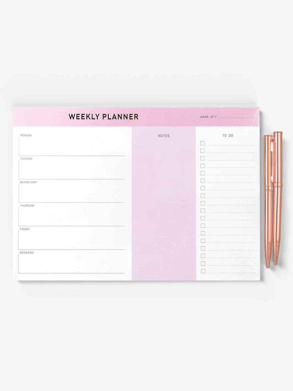 Weekly Planner Pad + 2 Rose Gold Pens