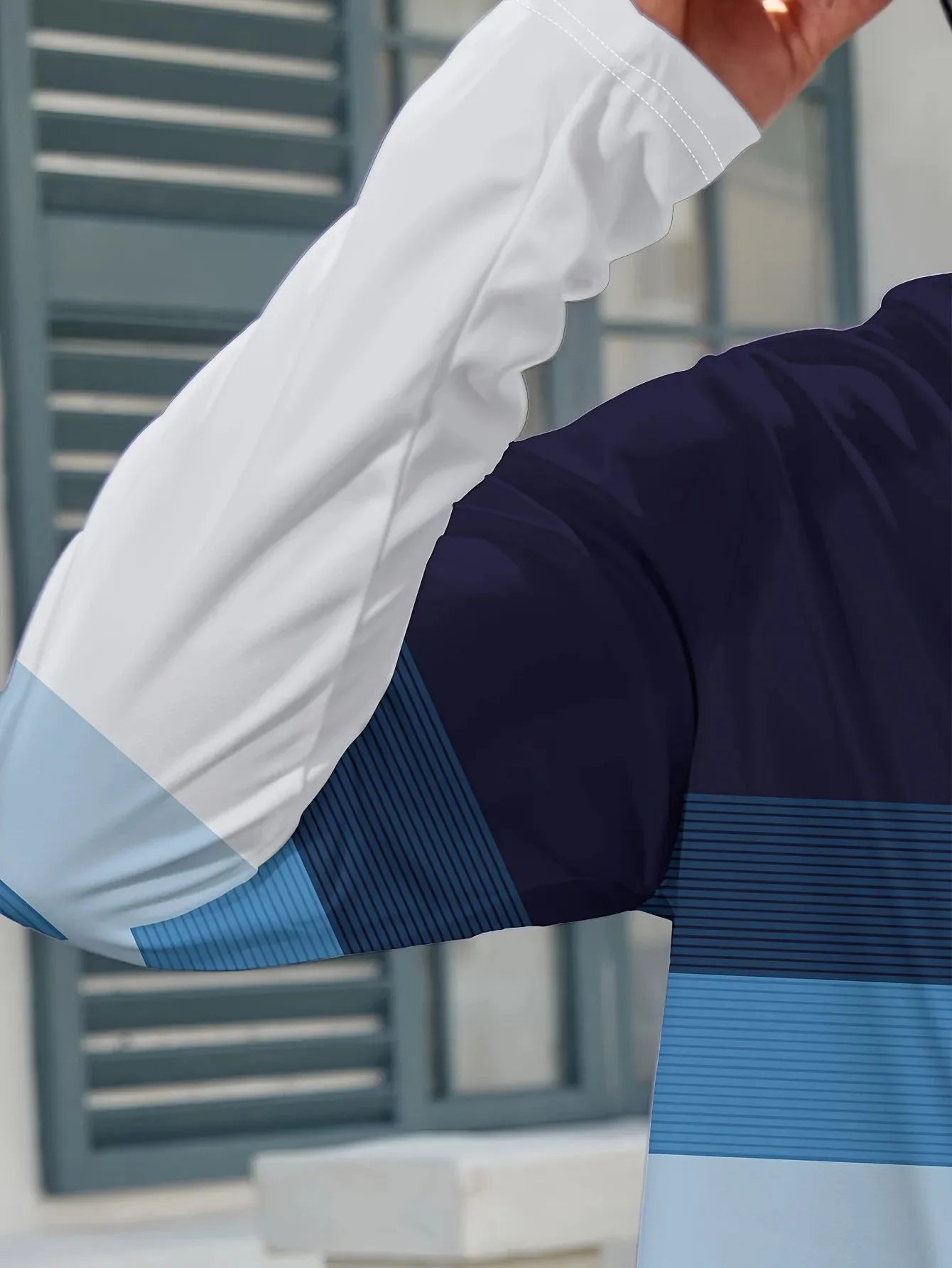 The new men's long-sleeved T-shirt for Spring and Autumn 2025 is casual fashionable and comfortable with 3D striped printing