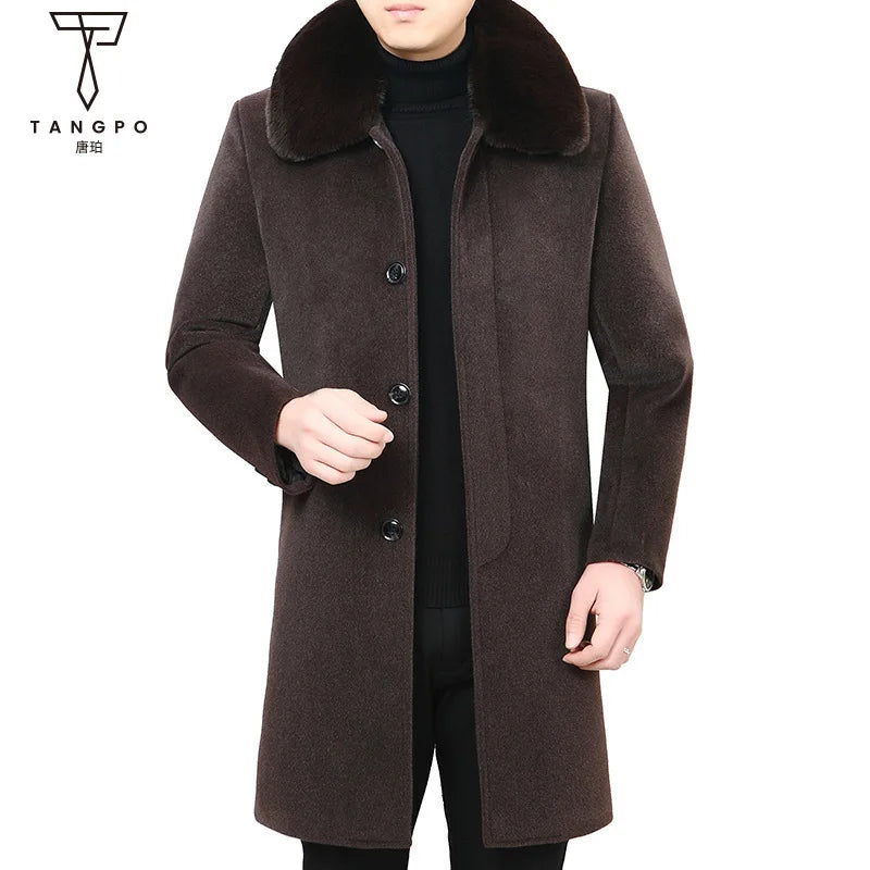 Autumn and Winter New Cashmere Coat Winter Middle-aged and Elderly Men's Mink Wool Woolen Dad Size Plus Jacket
