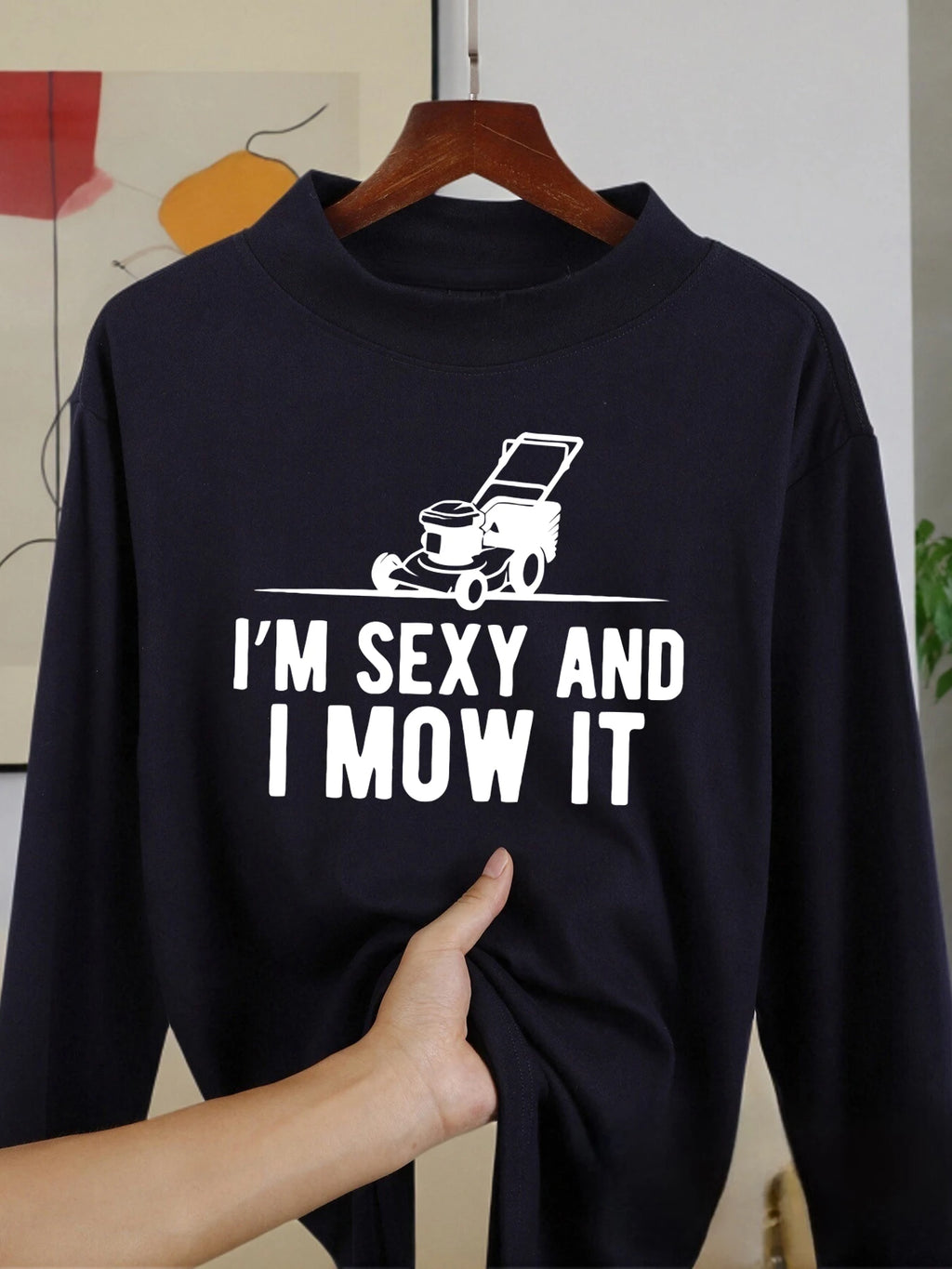 I Am Very Diligent In Mowing The Grass Printed Man's Long Sleeved Shirts Casual Thickened Fit Shirt Middle Collar Warm Clothing