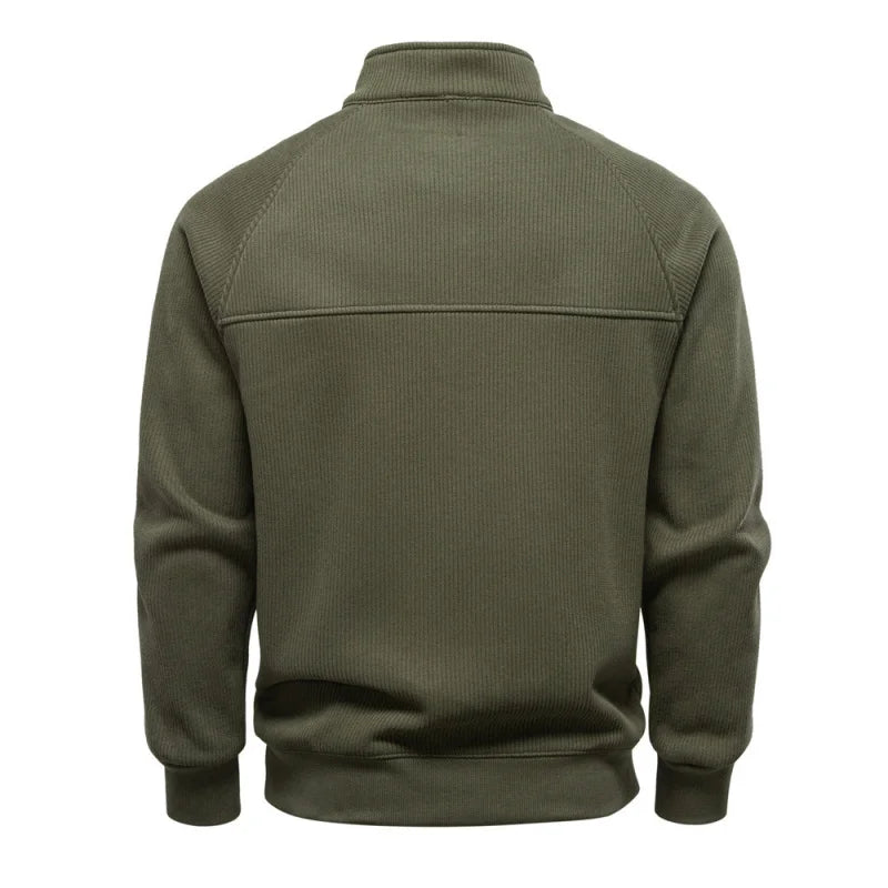 2025New Autumn and Winter Half-Zip Sweatshirt Stand Collar Trendy Versatile Fleece-Lined Men's Sweatshirt Top