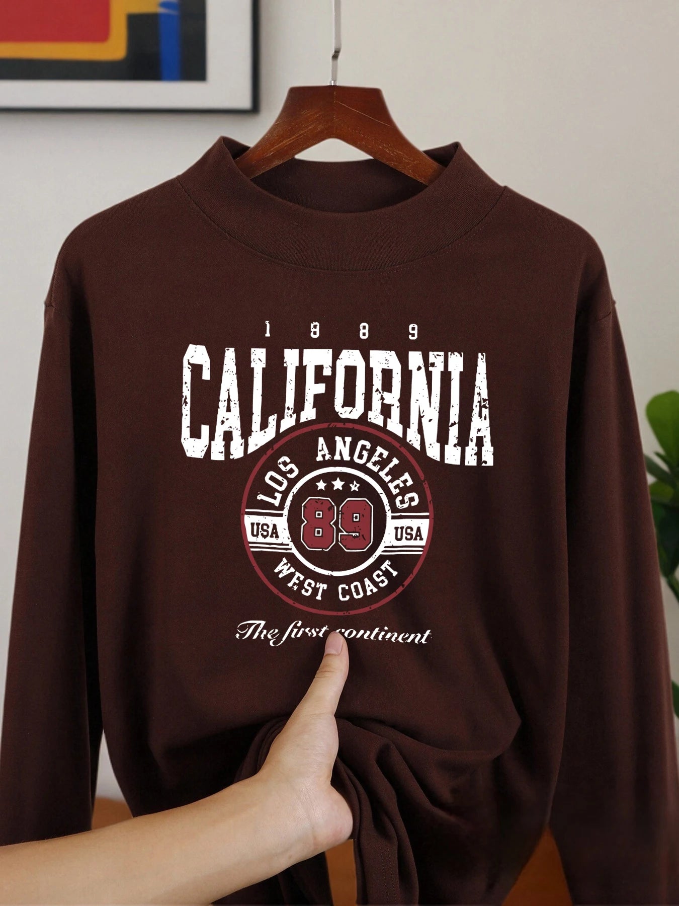 California Los Angeles Letter Long Sleeved Shirts Winter Autumn Shirts Velvet Fleece Shirt Warm Middle Collar Thickened Tops