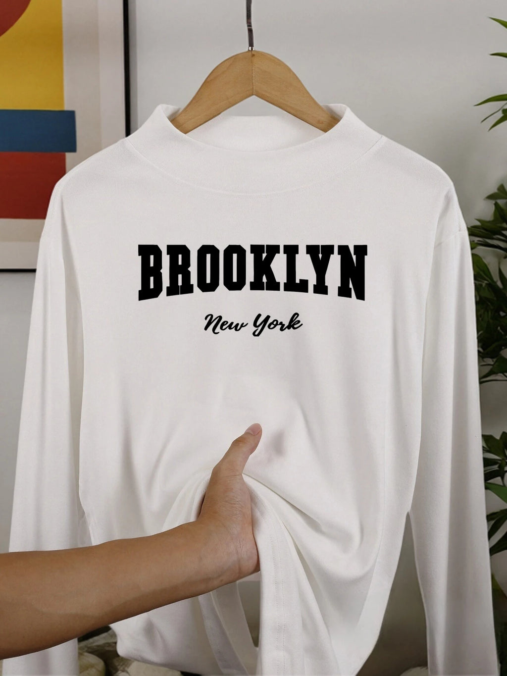 Brooklun New York Letter Long Sleeved Shirts Thickened Fit Clothing Autumn Winter Clothes Soft Middle Collar Velvet Fleece Tops