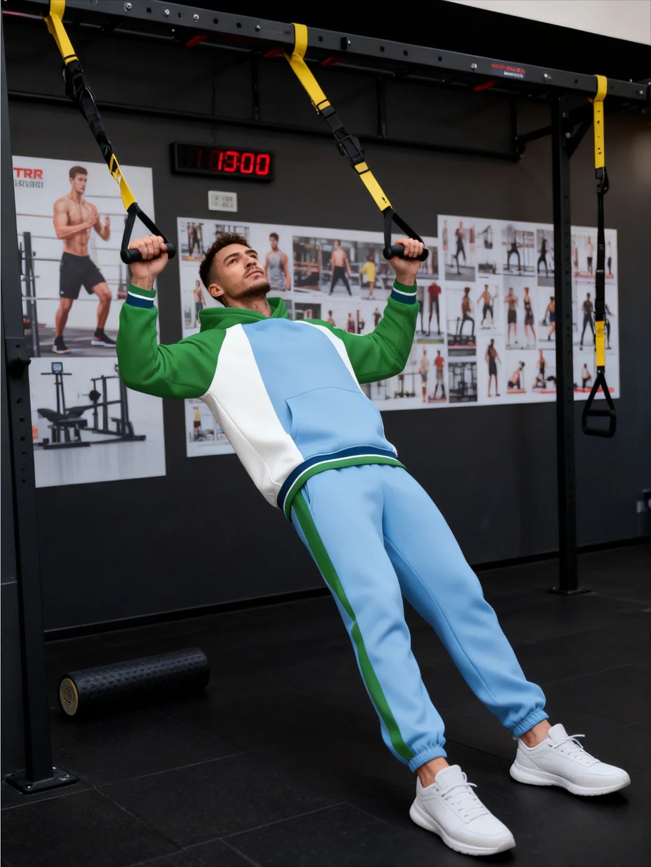 2-piece men's digital printed trendy casual hooded set