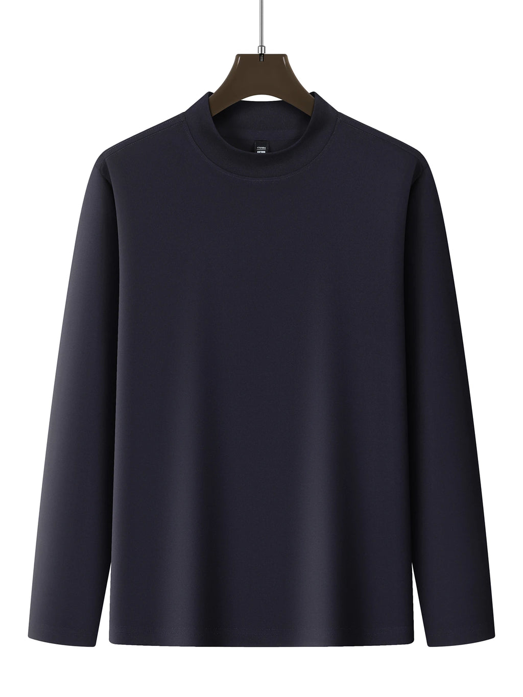 Men's Solids Long T-Shirt Mock Neck Fashion Pullovers Autumn and Winter New Outdoor Long Sleeve High-Elasticity Basics Tops