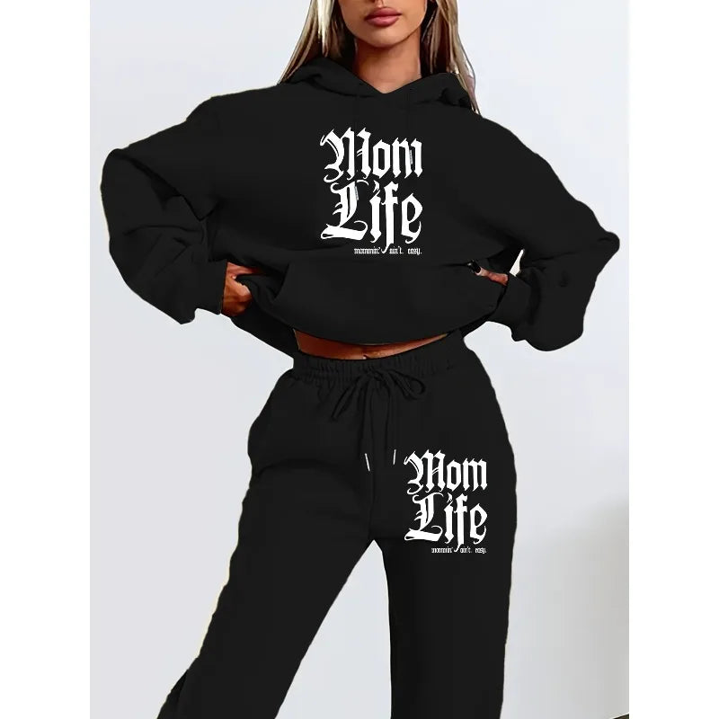 2025 New Personalized Letter 3D Printed Women's Hooded Sweatshirt and Pants Set with Hat and Long Sleeved Casual Shirt