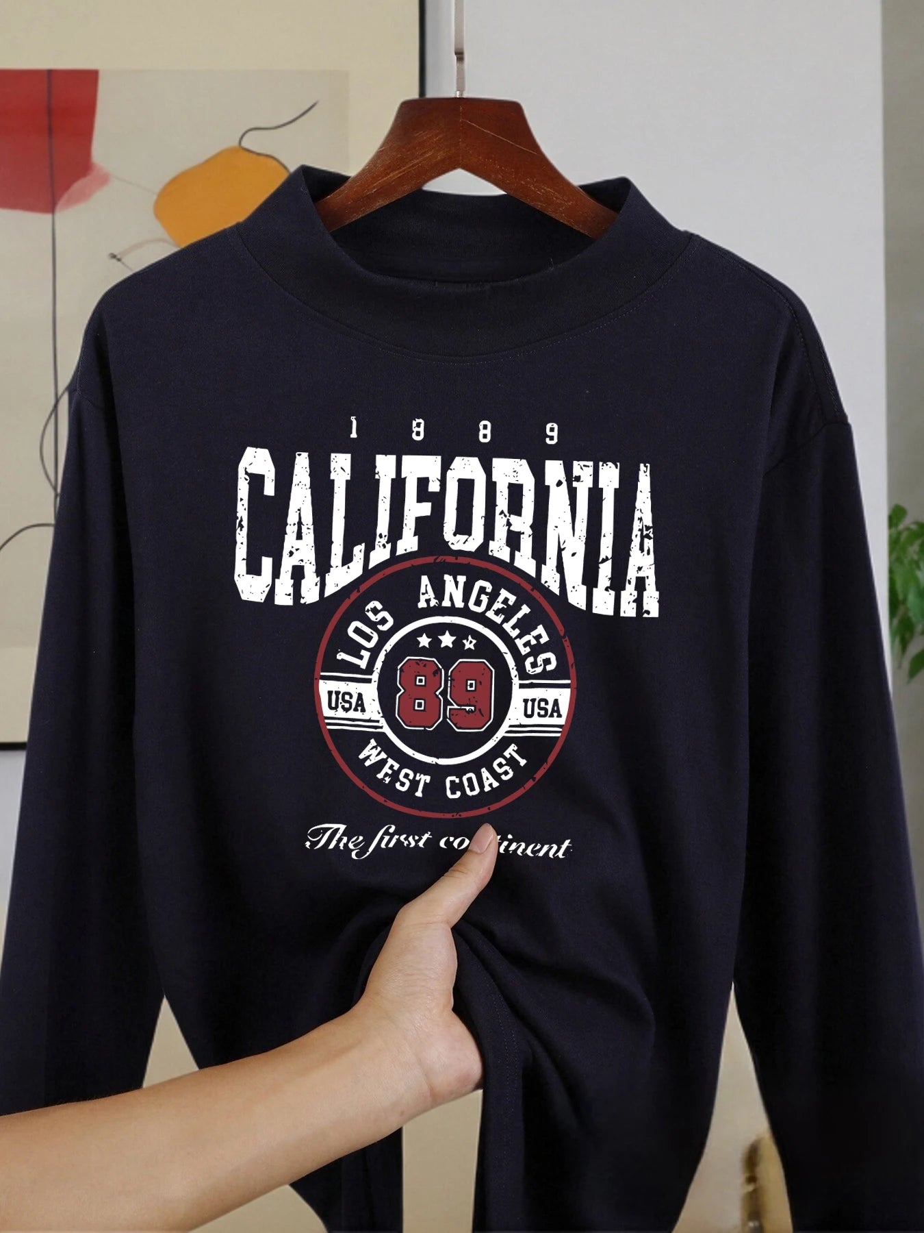 California Los Angeles Letter Long Sleeved Shirts Winter Autumn Shirts Velvet Fleece Shirt Warm Middle Collar Thickened Tops