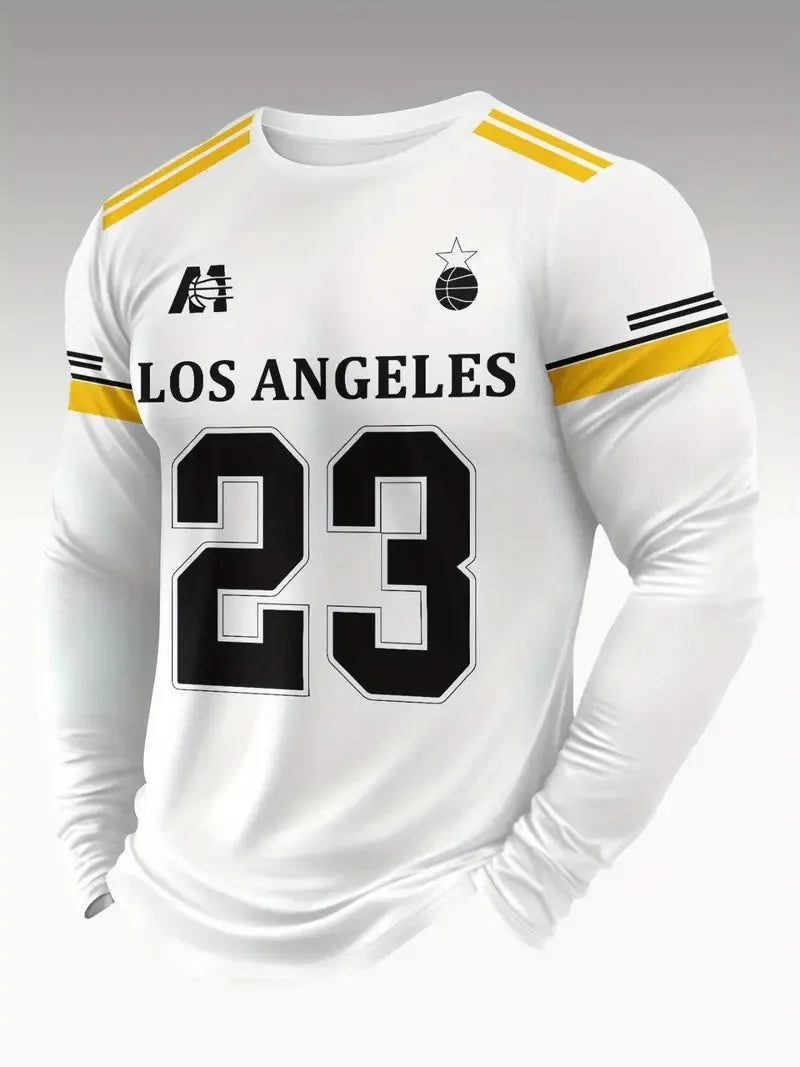 The new men's long-sleeved T-shirt for Spring and Autumn 2025 is fashionable and comfortable with 3D digital pattern printing