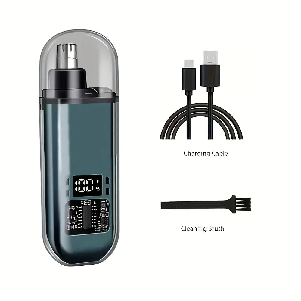 Portable Mini LED Display Nasal Hair Trimmer with Type-C Charging Versatile Compact Personal Grooming Tool