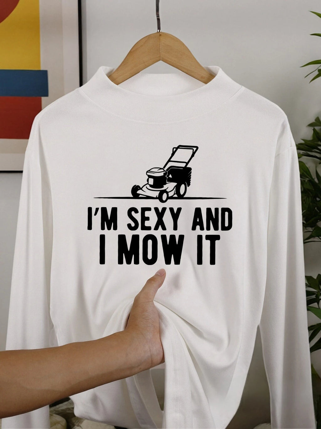 I Am Very Diligent In Mowing The Grass Printed Man's Long Sleeved Shirts Casual Thickened Fit Shirt Middle Collar Warm Clothing