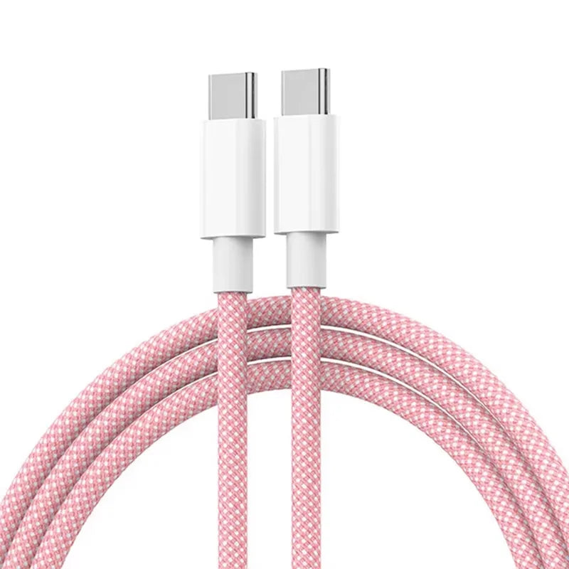 ZIJAZO USB-C to Type C Color Cable For Apple iPhone 15 PD 60W Fast Charging For Huawei Xiaomi Samsung Type C Weaving Cable