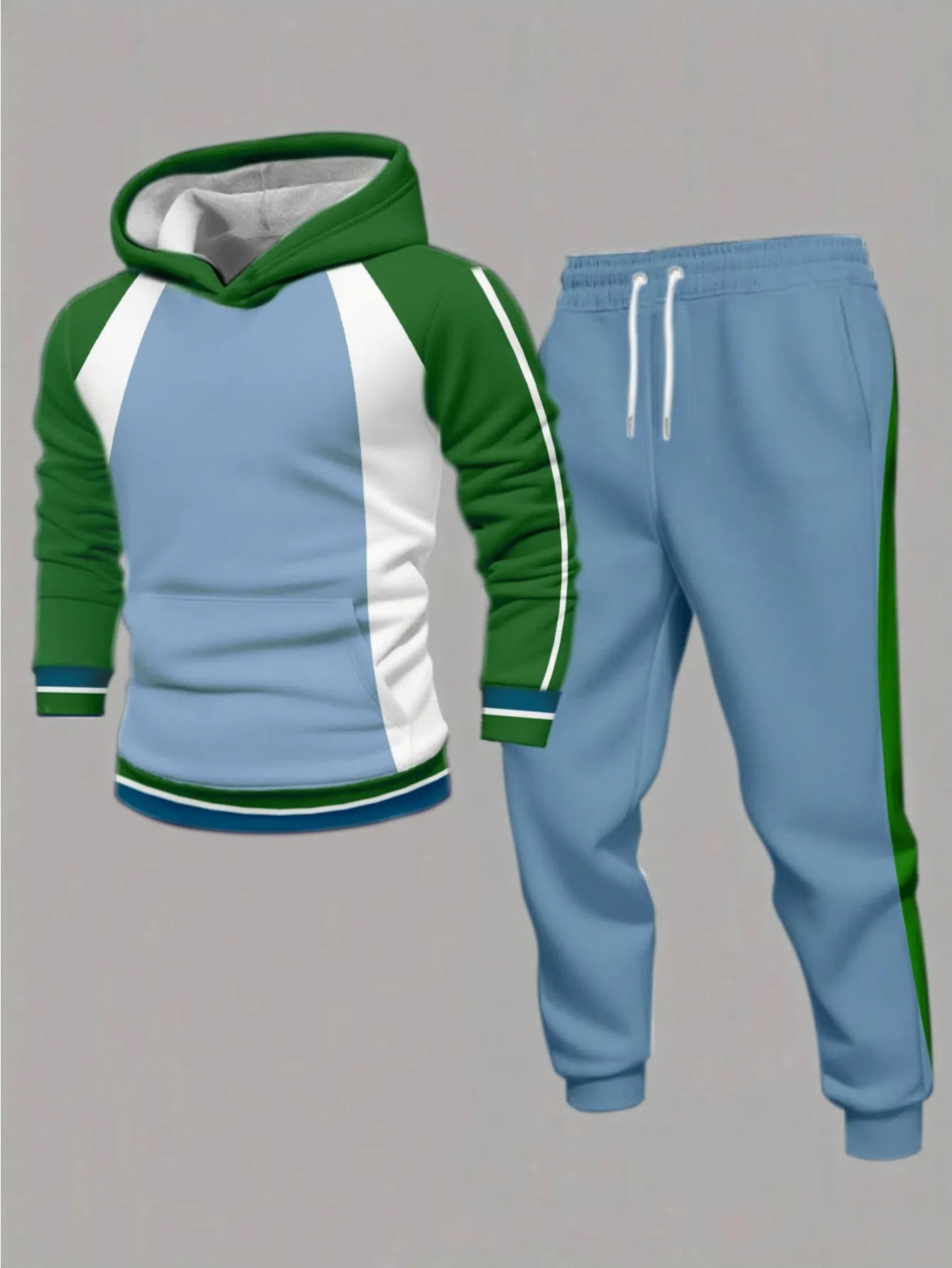 2-piece men's digital printed trendy casual hooded set