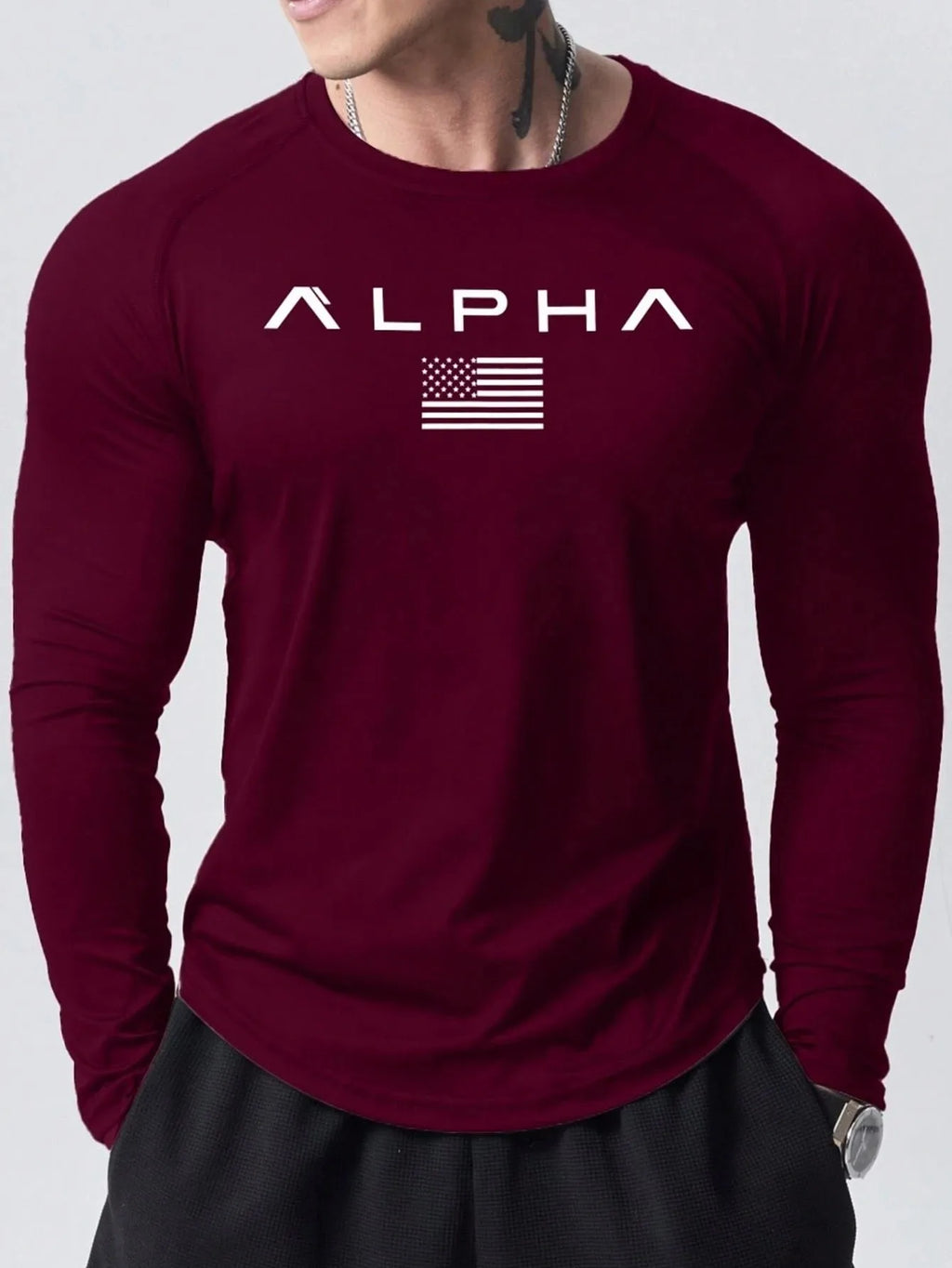 New men's long-sleeved T-shirt for Spring and Autumn 2025 featuring street fashion and comfort with 3D letter printing