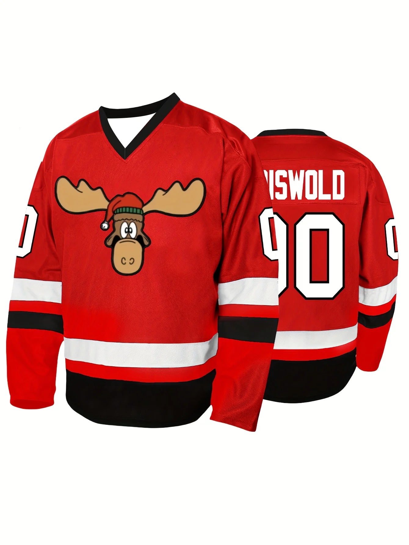 Men's Vintage Ice Hockey Jersey Christmas Series Loose Fit Sports Jacket for Training and Competition Suitable for All Seasons