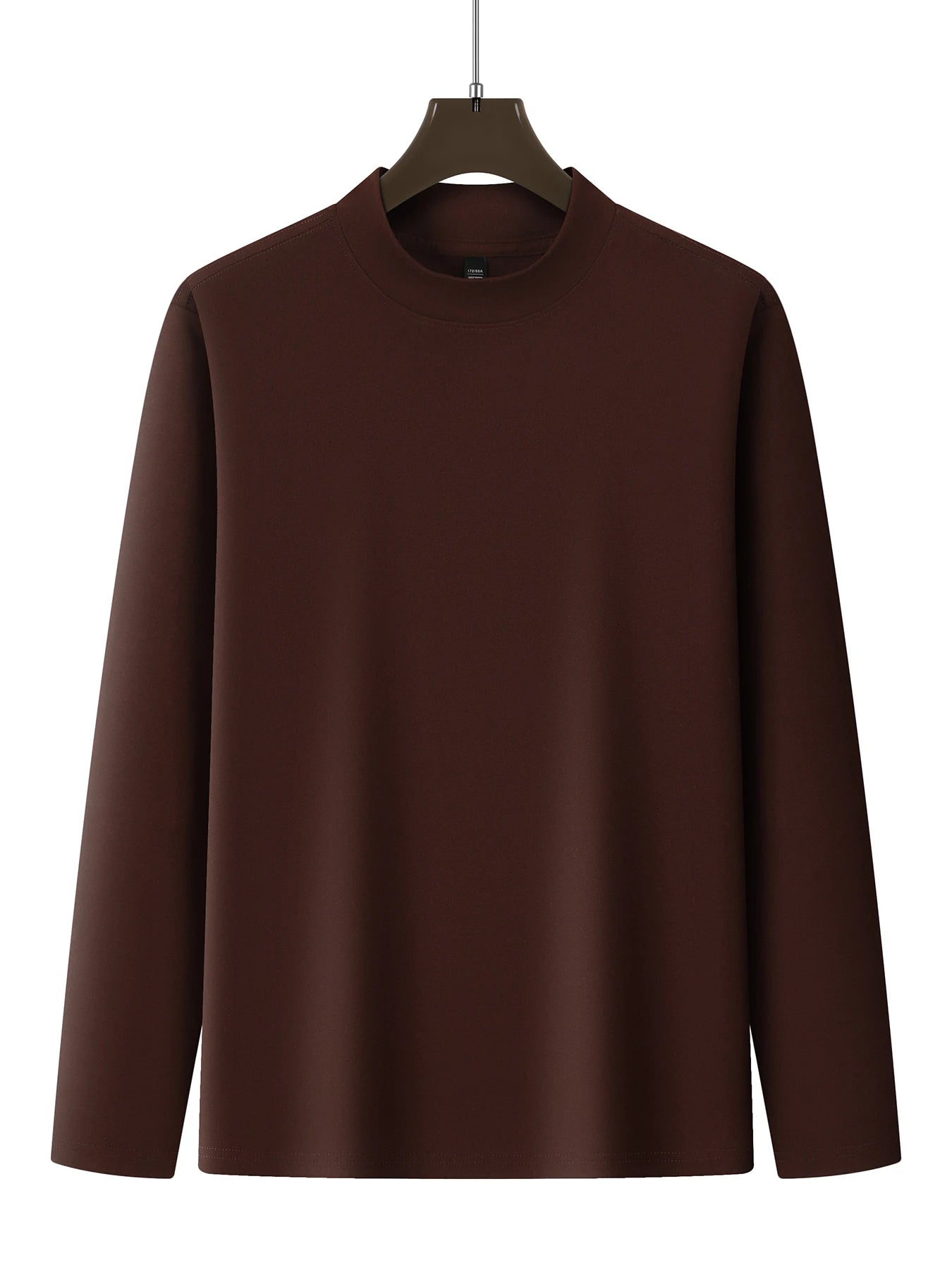 Men's Solids Long T-Shirt Mock Neck Fashion Pullovers Autumn and Winter New Outdoor Long Sleeve High-Elasticity Basics Tops