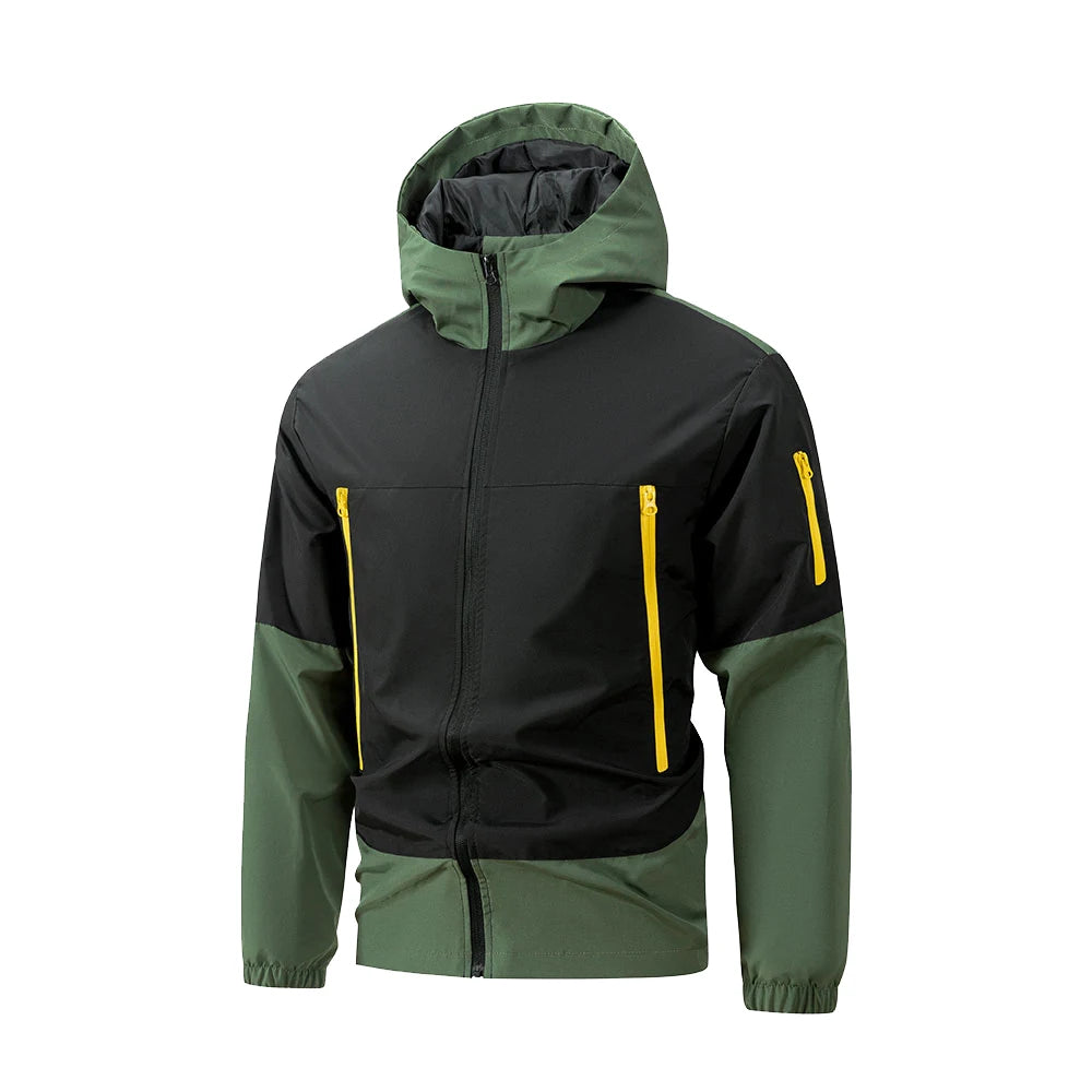 Men's Zip-up Windproof Stand-Up Collar Jacket Casual Loose Fit Patchwork Design Warm Design Suitable for Daily Commuting
