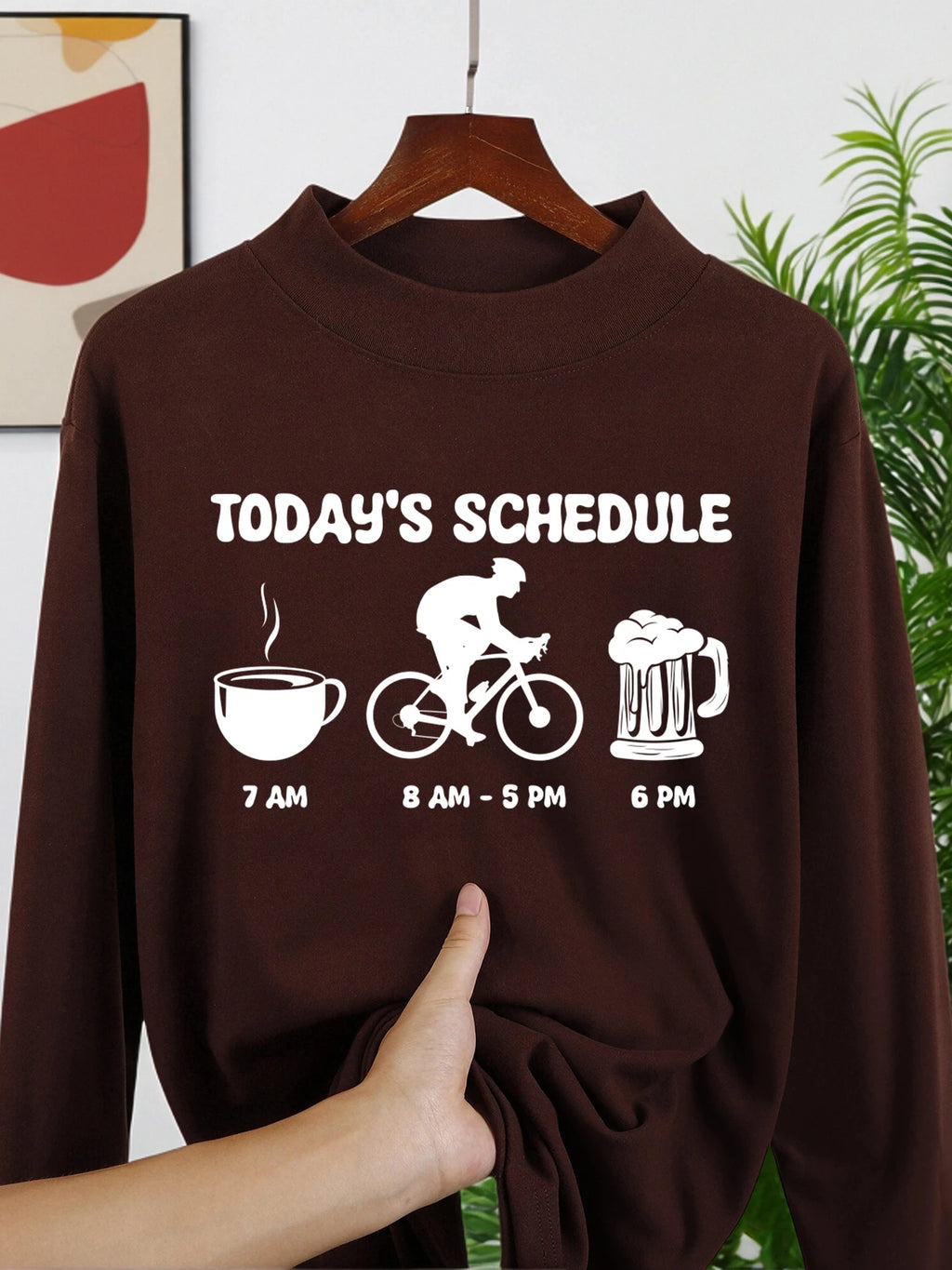 Today'S Schedule Print Men Long Sleeved Shirts Middle Collar Warm Tops Velvet Fleece Soft Clothes Autumn Fashion Clothing