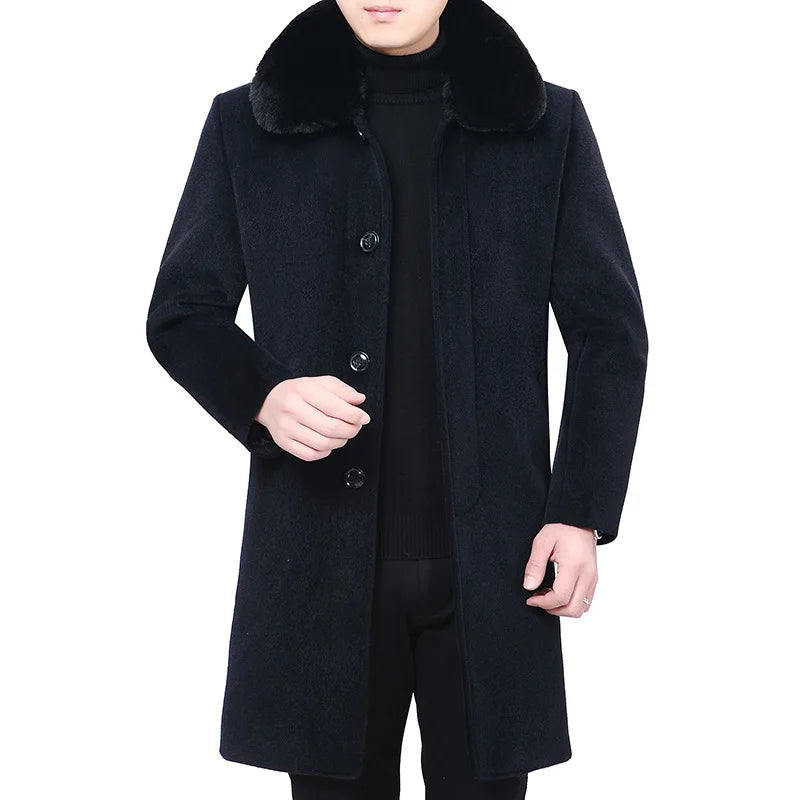 Autumn and Winter New Cashmere Coat Winter Middle-aged and Elderly Men's Mink Wool Woolen Dad Size Plus Jacket