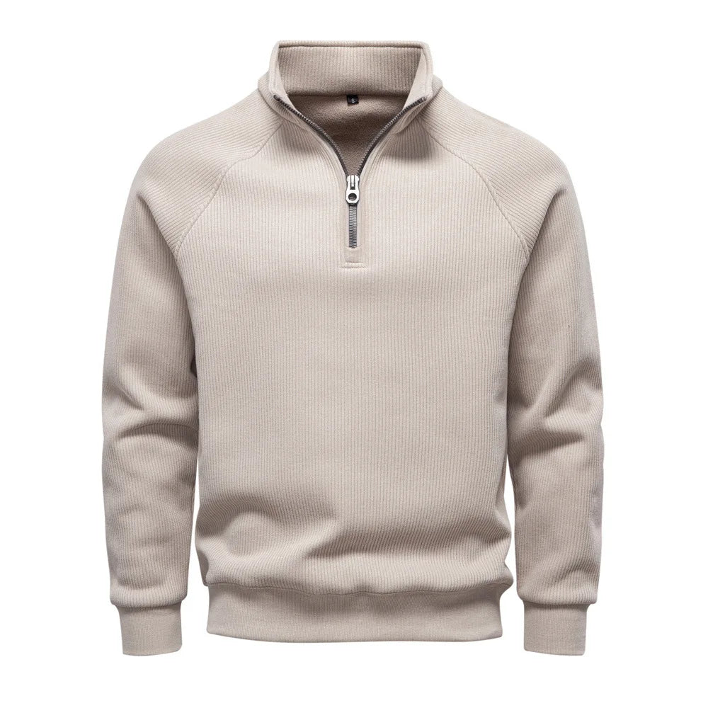 2025New Autumn and Winter Half-Zip Sweatshirt Stand Collar Trendy Versatile Fleece-Lined Men's Sweatshirt Top