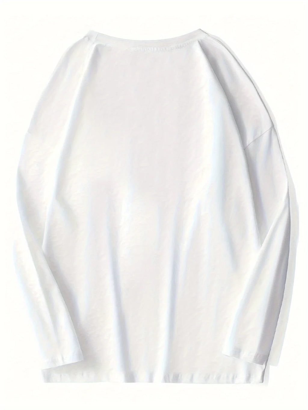 Men's "Whatever" Pattern Long Sleeved T-shirt Casual Elastic Pure Cotton Round Neck Black and White Printed Spring and Autumn