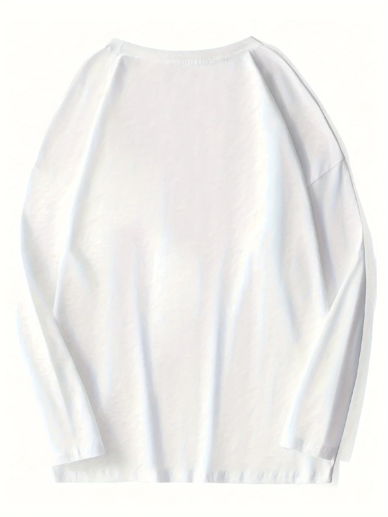 Men's "Whatever" Pattern Long Sleeved T-shirt Casual Elastic Pure Cotton Round Neck Black and White Printed Spring and Autumn