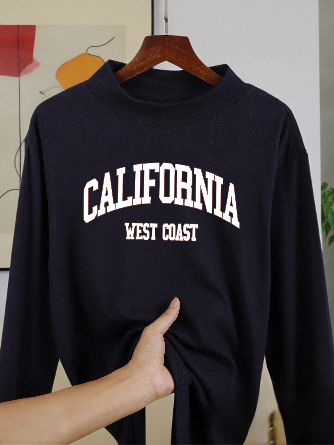 Califirnia West Coast Long Sleeved Shirt Autumn Casual Tops Half High Collar Thickened Clothing Soft Fashion Autumn Clothes