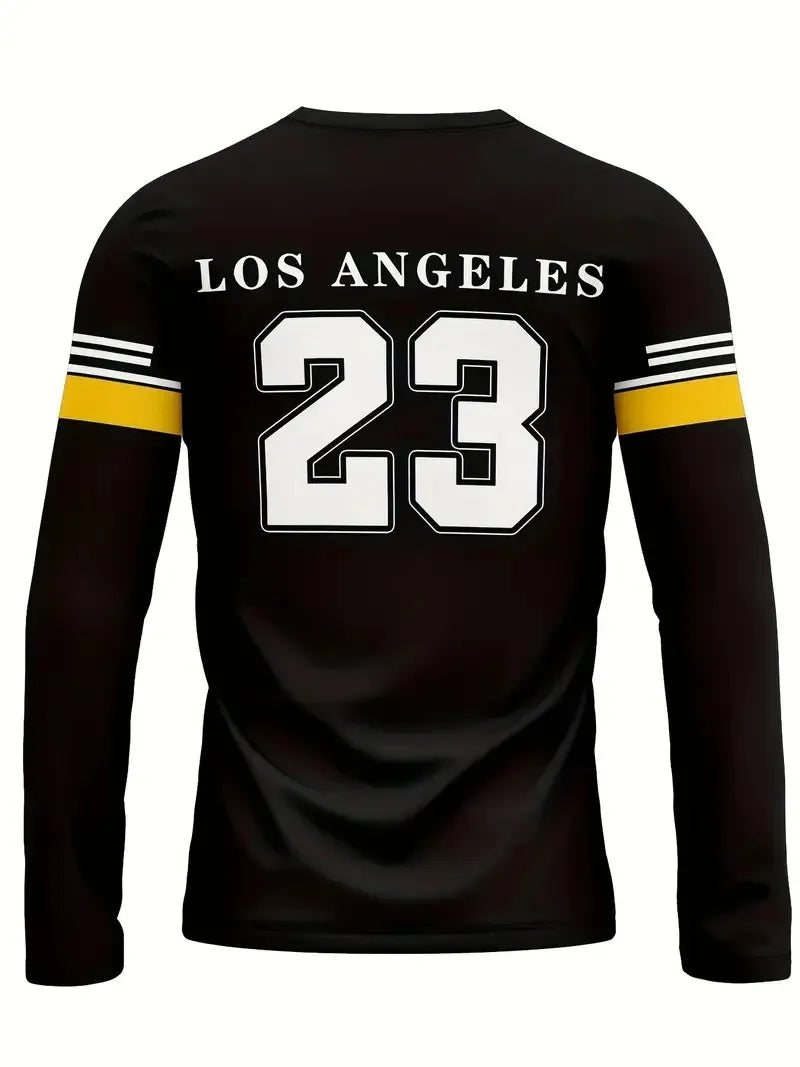 The new men's long-sleeved T-shirt for Spring and Autumn 2025 is fashionable and comfortable with 3D digital pattern printing