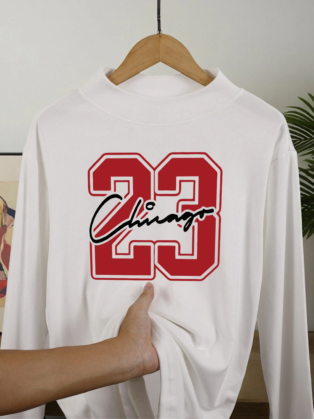 Chicago Number 23 Creativity Printed Long Sleeve Shirt Man Street Comfy Tops Thicken Bottoming Inner Wear New Stretch Pullover