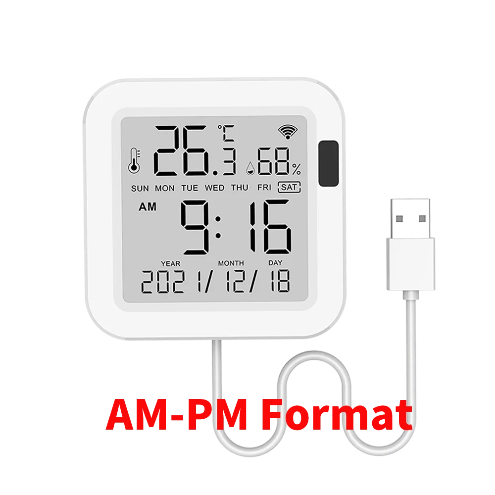 Tuya WiFi Temperature Humidity Sensor With Backlight for Smart Home APP Remote ControlWork with SmartLife Yandex Alexa