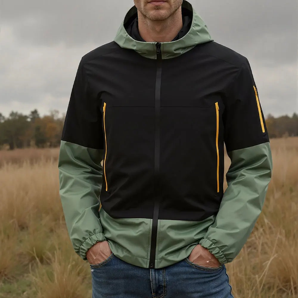 Men's Zip-up Windproof Stand-Up Collar Jacket Casual Loose Fit Patchwork Design Warm Design Suitable for Daily Commuting