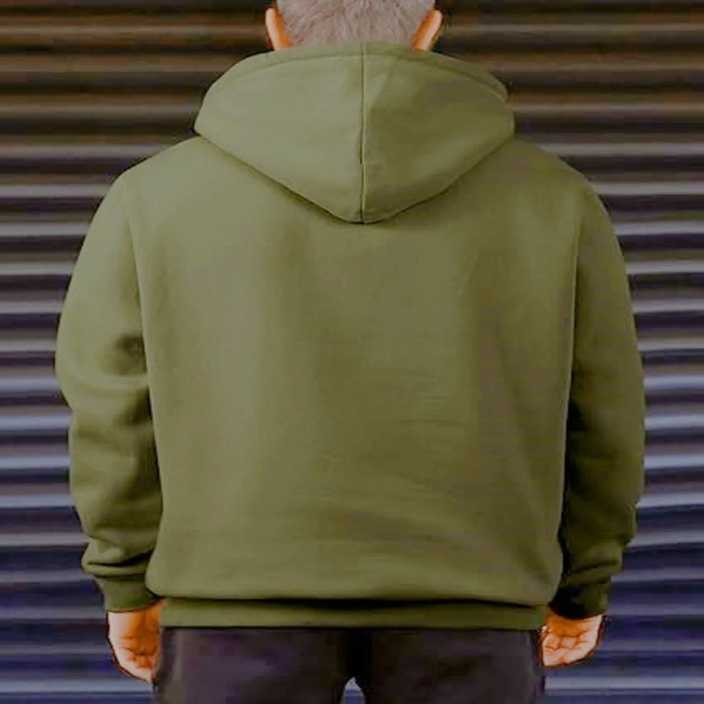 Winter Men's Casual Fleece Hooded Sweatshirt  Plush Loose Solid Color Pullover Half Zipper With Pocket Tops Male Sports Jacket