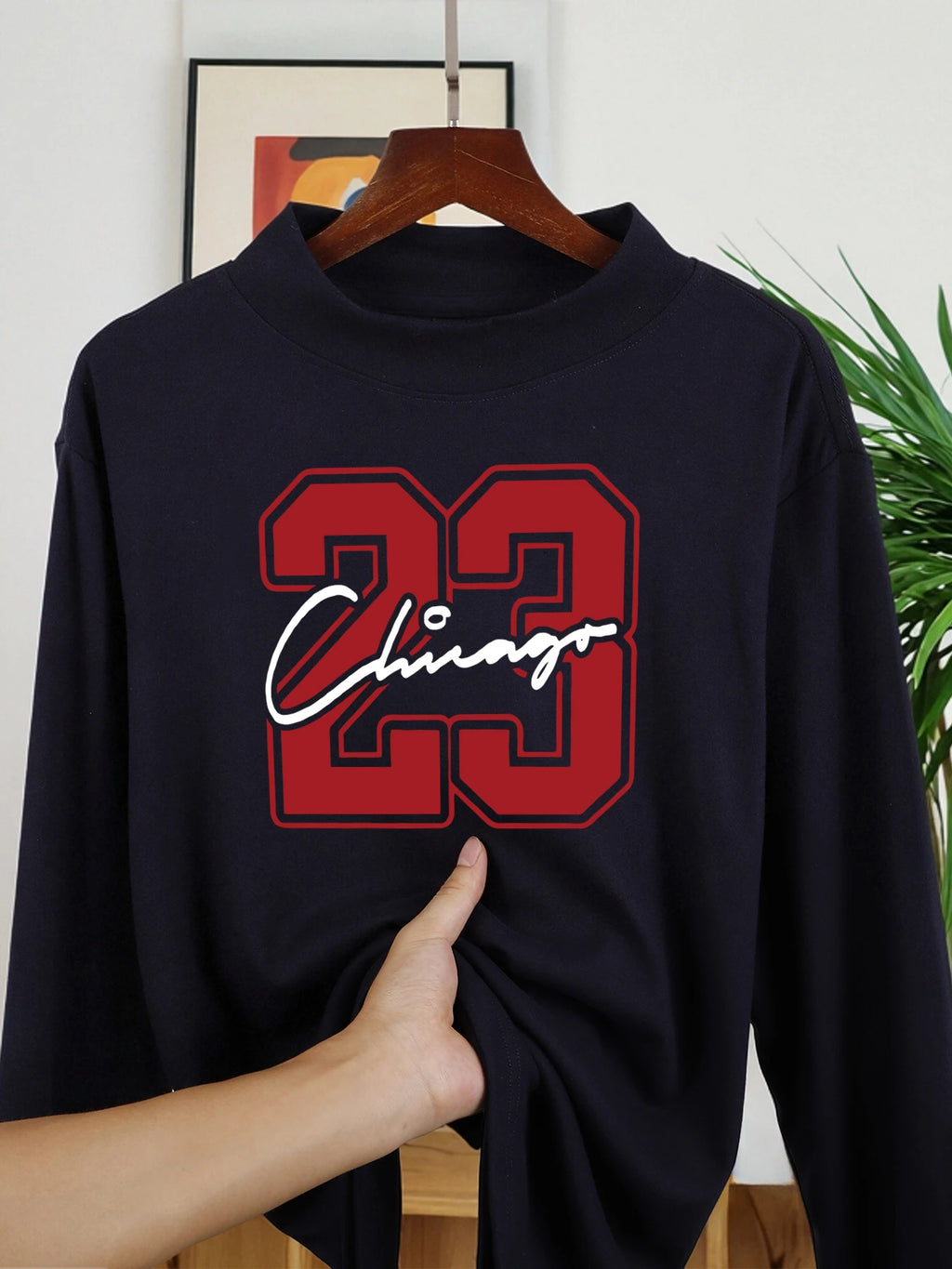 Chicago Number 23 Creativity Printed Long Sleeve Shirt Man Street Comfy Tops Thicken Bottoming Inner Wear New Stretch Pullover