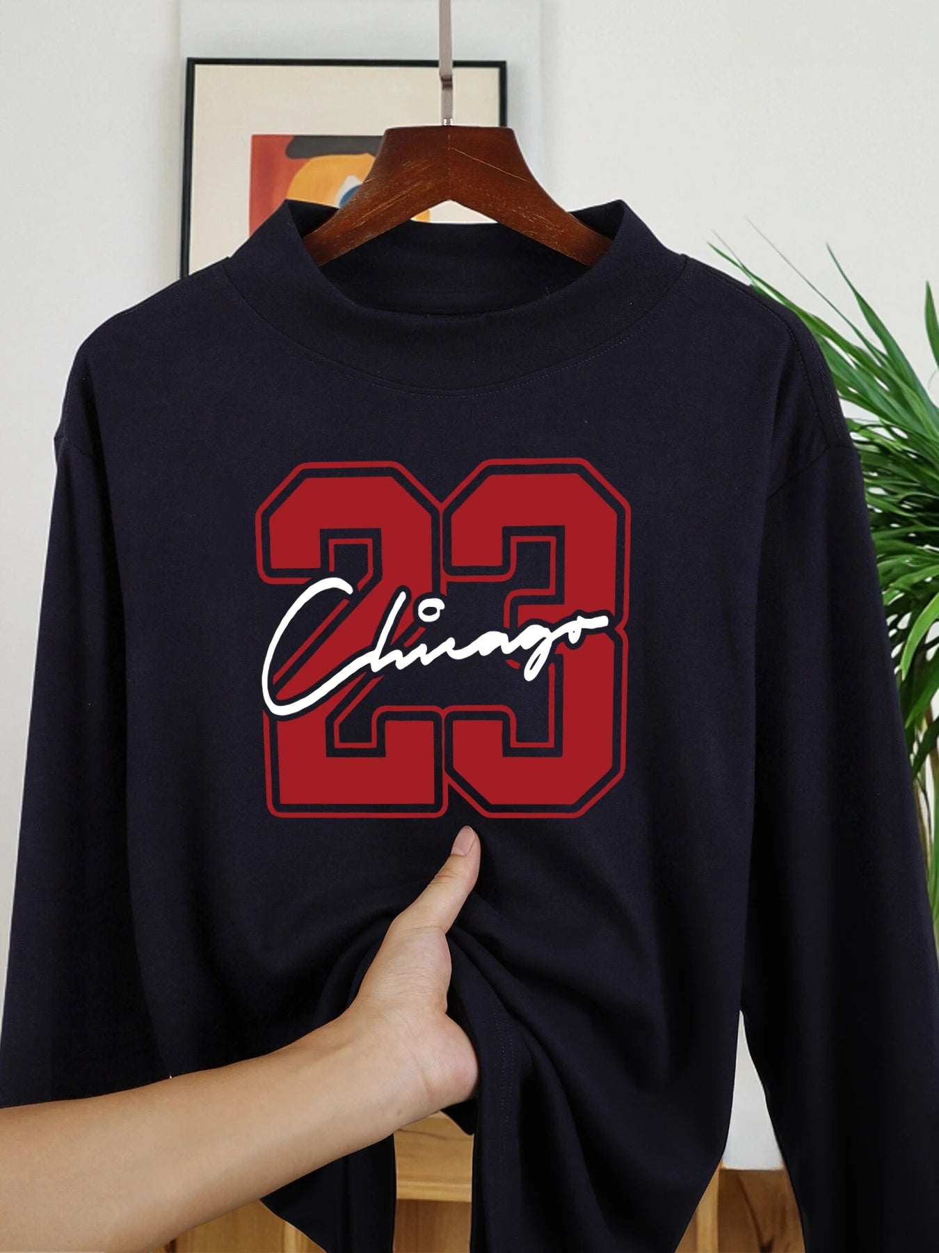 Chicago Number 23 Creativity Printed Long Sleeve Shirt Man Street Comfy Tops Thicken Bottoming Inner Wear New Stretch Pullover