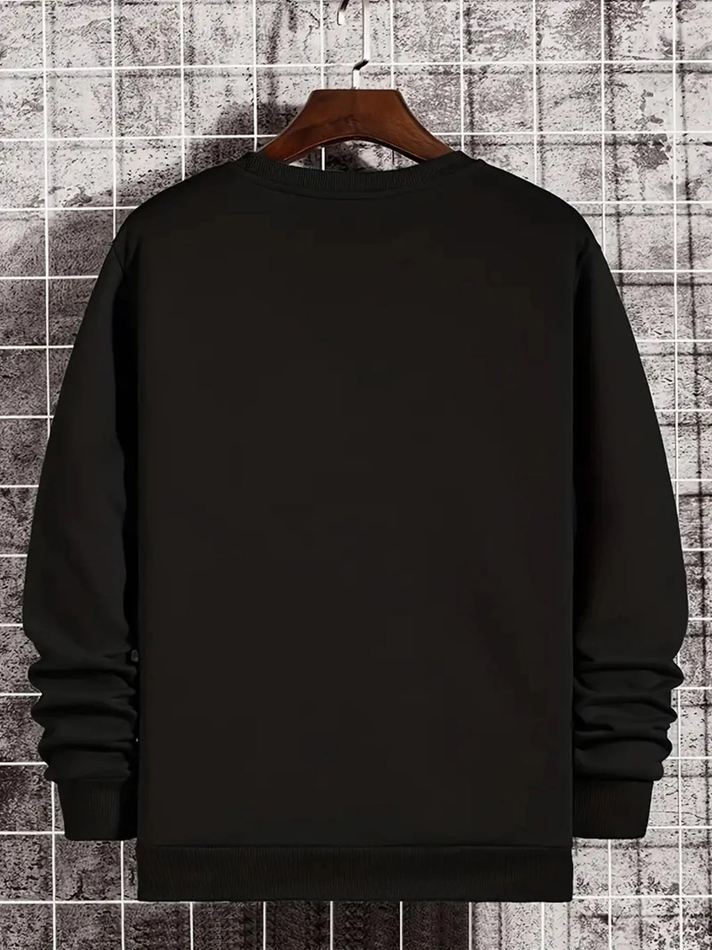 Men's Casual Print Round Neck Sweatshirt Bold Red Black Abstract Design Regular Fit  Versatile for Everyday Youthful Style