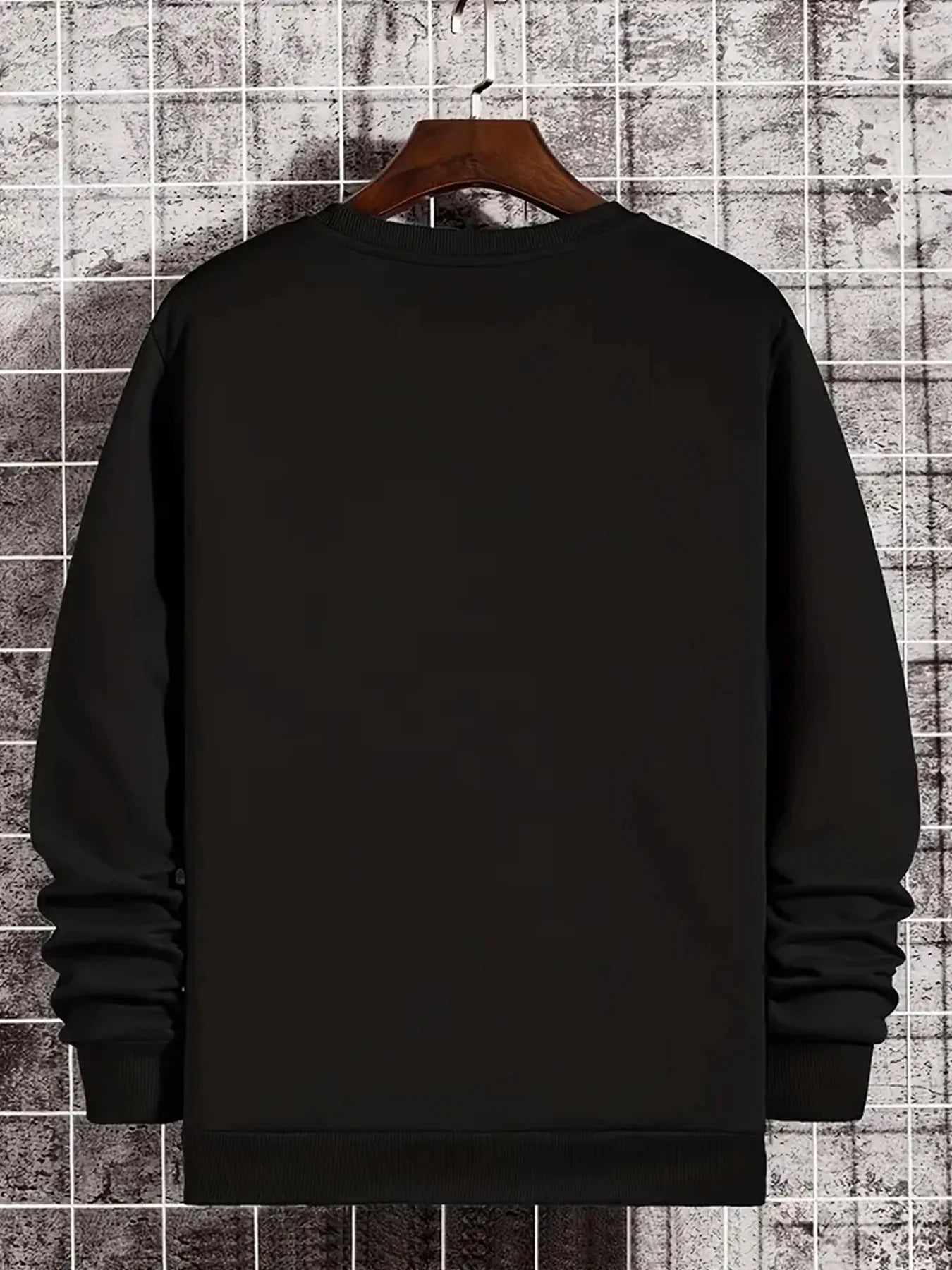 Men's Casual Print Round Neck Sweatshirt Bold Red Black Abstract Design Regular Fit  Versatile for Everyday Youthful Style