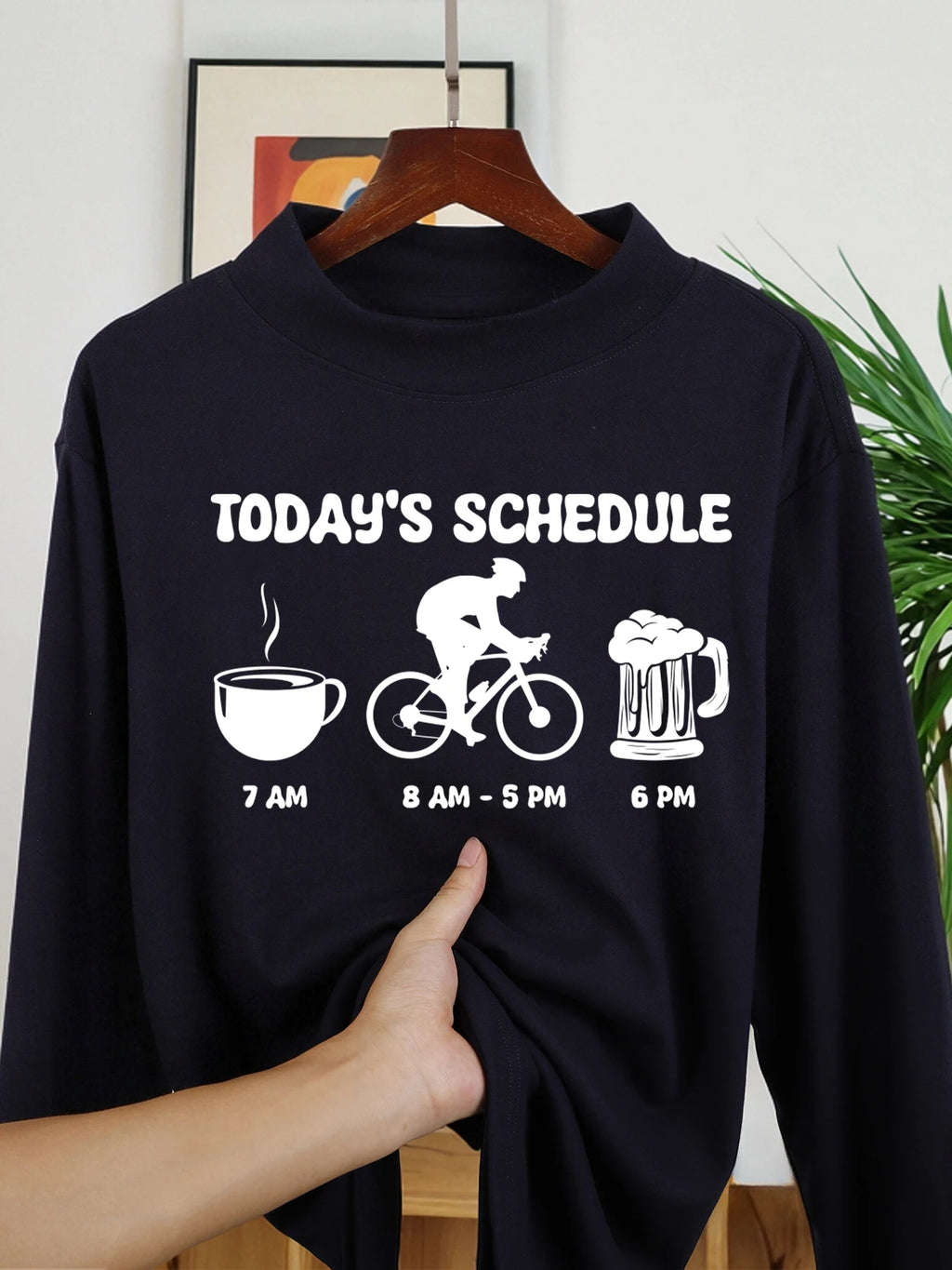 Today'S Schedule Print Men Long Sleeved Shirts Middle Collar Warm Tops Velvet Fleece Soft Clothes Autumn Fashion Clothing