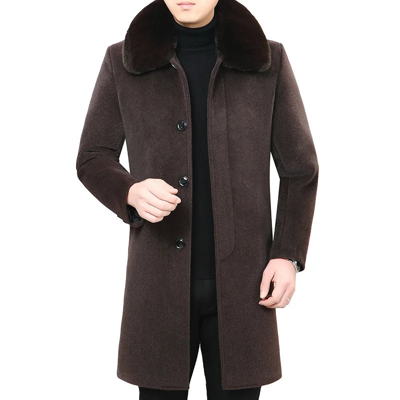 Autumn and Winter New Cashmere Coat Winter Middle-aged and Elderly Men's Mink Wool Woolen Dad Size Plus Jacket
