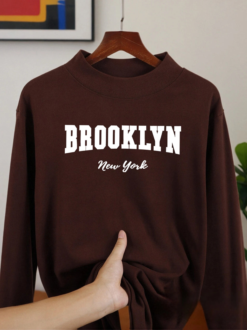 Brooklun New York Letter Long Sleeved Shirts Thickened Fit Clothing Autumn Winter Clothes Soft Middle Collar Velvet Fleece Tops