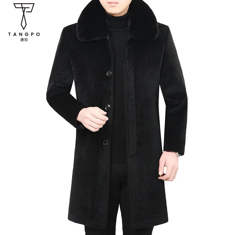Autumn and Winter New Cashmere Coat Winter Middle-aged and Elderly Men's Mink Wool Woolen Dad Size Plus Jacket