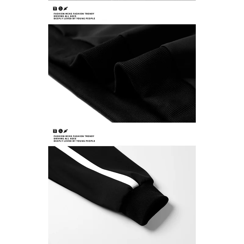 Stand Collar Jacket Men's Retro Splicing Loose Sports Casual Jacket Elastic High Waist Trousers Suit