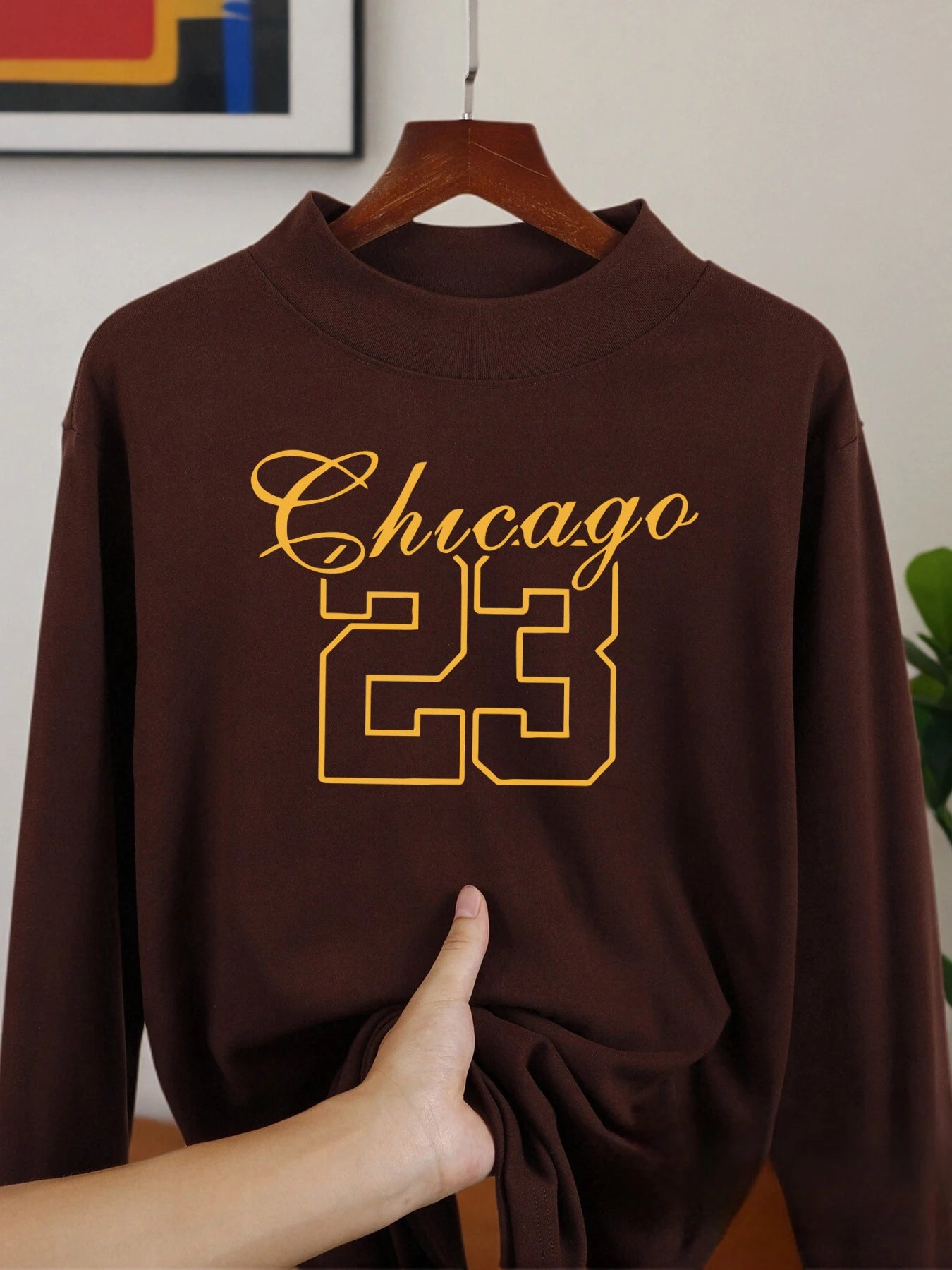 Chicago Number 23 Jersey Long Sleeved Shirts Thickened Warm Tops New Half High Collar Clothing Velvet Fleece Autumn Fit Clothes