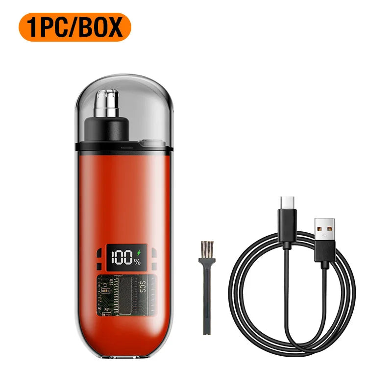 Portable Mini LED Display Nasal Hair Trimmer with Type-C Charging Versatile Compact Personal Grooming Tool