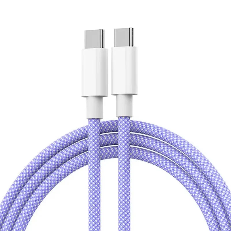 ZIJAZO USB-C to Type C Color Cable For Apple iPhone 15 PD 60W Fast Charging For Huawei Xiaomi Samsung Type C Weaving Cable