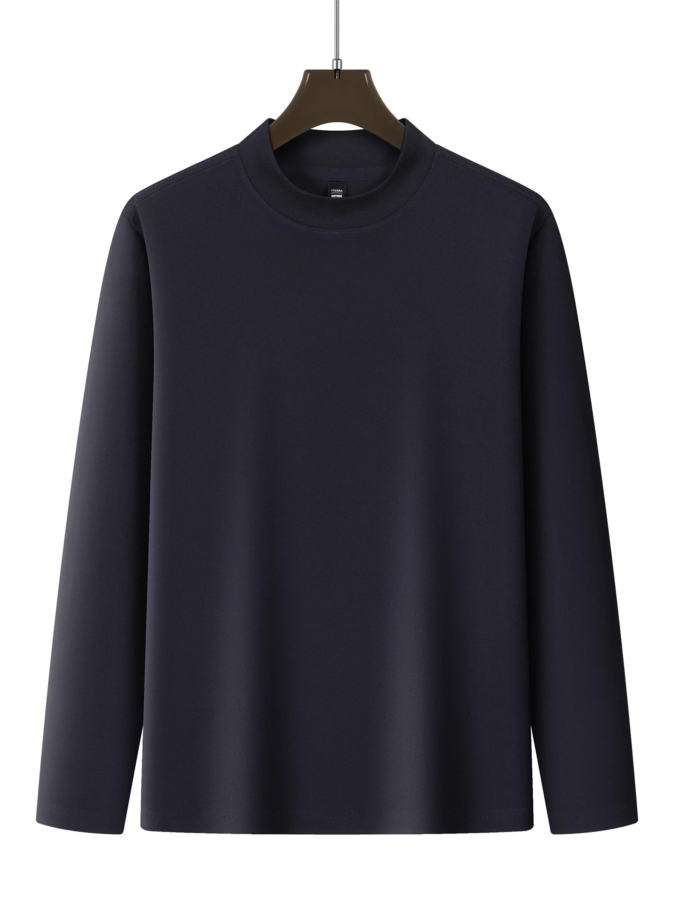 Men's Solids Long T-Shirt Mock Neck Fashion Pullovers Autumn and Winter New Outdoor Long Sleeve High-Elasticity Basics Tops