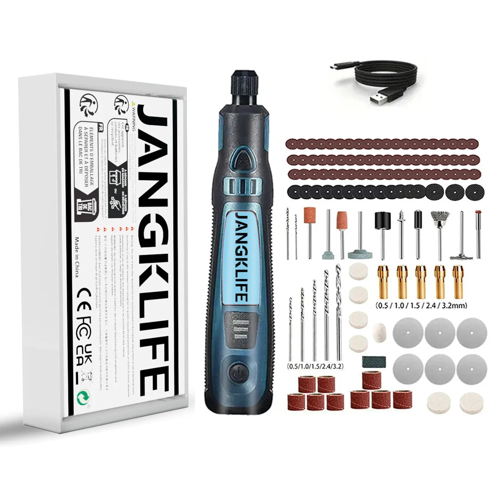 JANGKLIFE USB Cordless Rotary Tool Kit Woodworking Engraving Pen DIY For Jewelry Metal Glass Mini Wireless Drill