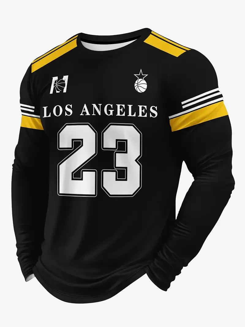 The new men's long-sleeved T-shirt for Spring and Autumn 2025 is fashionable and comfortable with 3D digital pattern printing