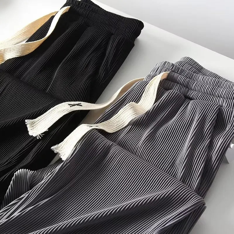 Casual Ice Silk Wide Leg Long Pants Men's Straight Leg Spor Loose Fit Summer Youthful Energy Sle Faionable Trendy Brand