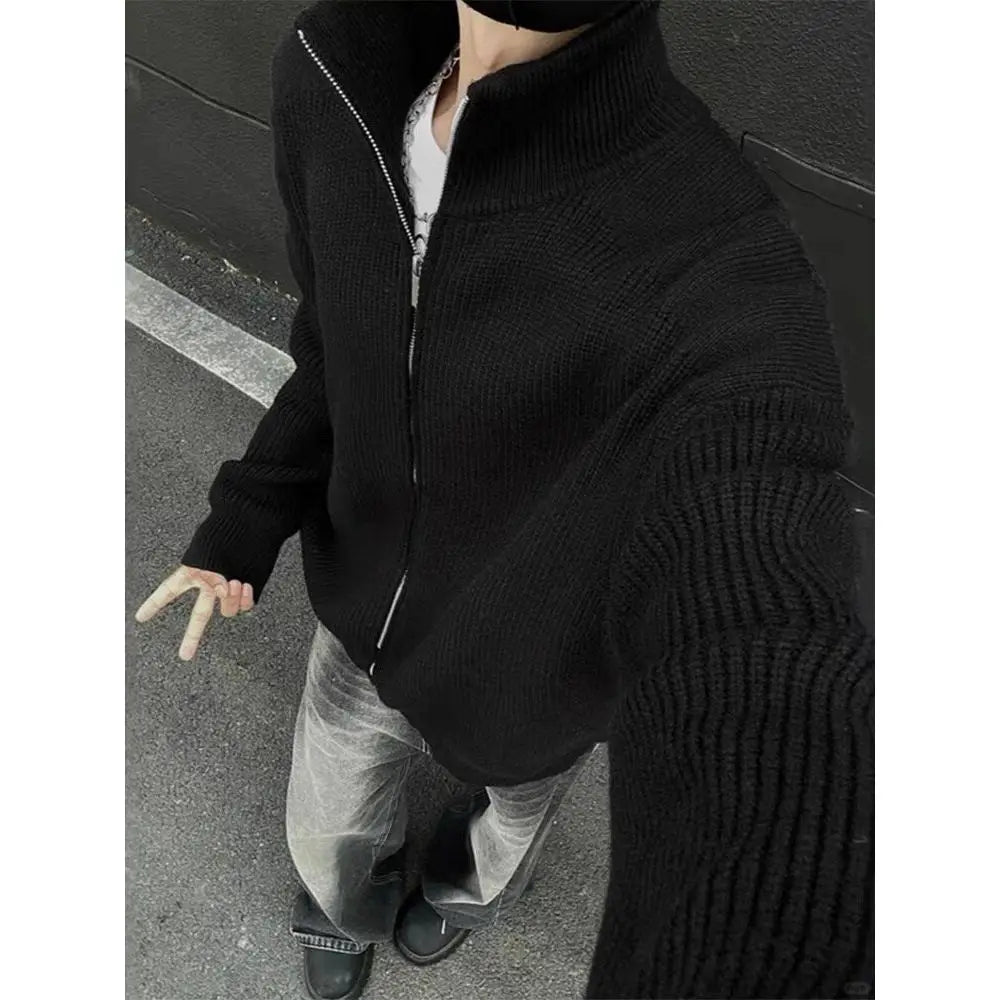 American Sle Pure Color Zipper Collar Knitwear Men Women Winter Warm Thiened Outerwear Casual Faion Soft Polyester