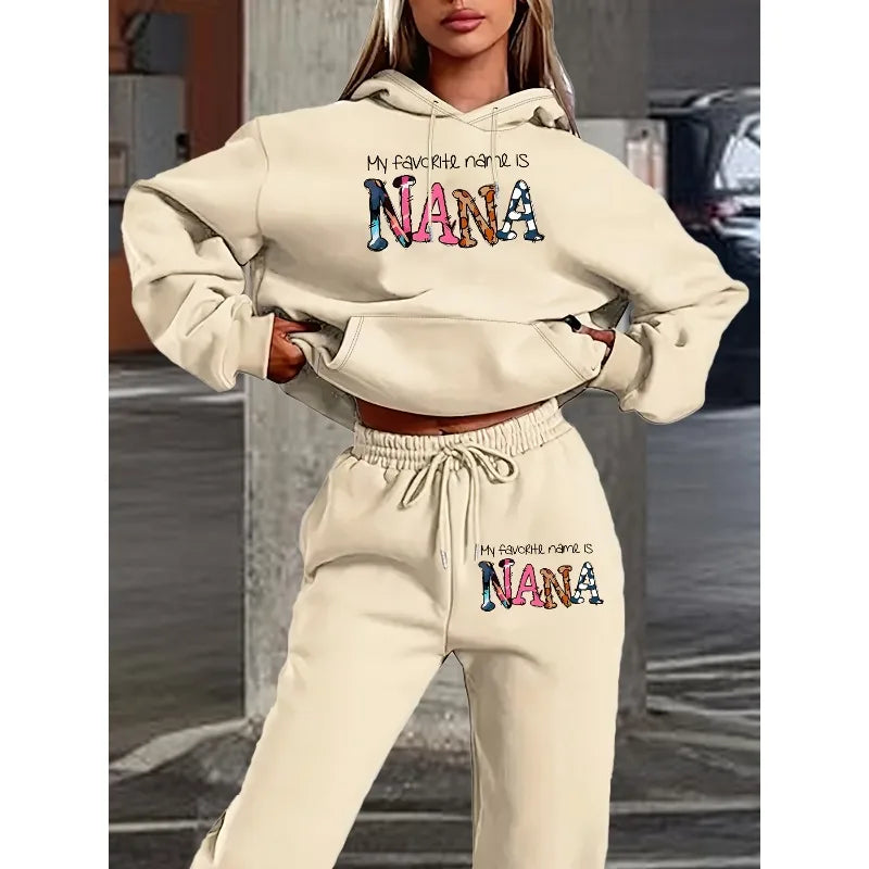 2025 New Car Letter 3D Printed Women's Hooded Sweatshirt Long Pants Set Home Long Sleeved Casual Shirt Set